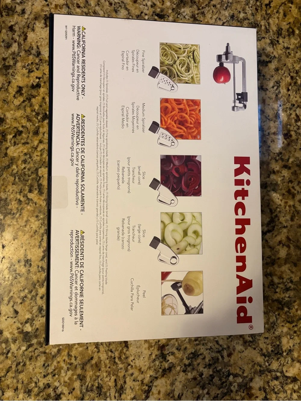 KitchenAid Spiralizer Attachment in White and Red Packaging